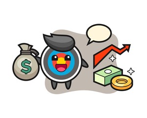 Target archery illustration cartoon holding money sack