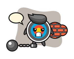 Character mascot of target archery as a prisoner
