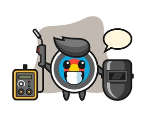 Character mascot of target archery as a welder