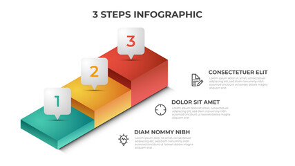 3 stairs steps infographic element template vector, layout design for presentation, diagram, etc