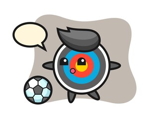 Illustration of target archery cartoon is playing soccer