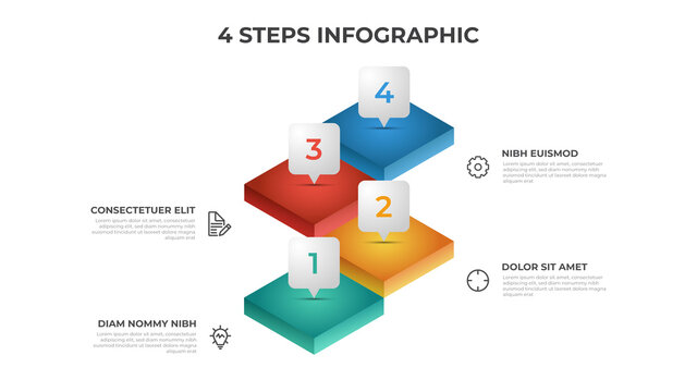4 steps infographic element template with 3 stack of stairs, layout vector for presentation, diagram, chart, etc