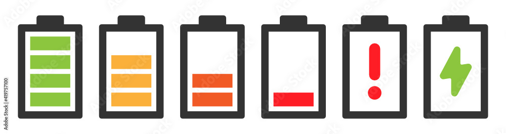 Poster Battery set with different level of charging vector icon