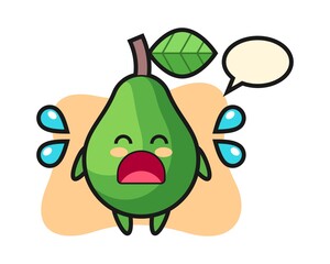 Avocado cartoon illustration with crying gesture