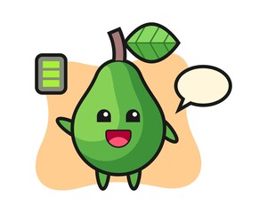Avocado mascot character with energetic gesture