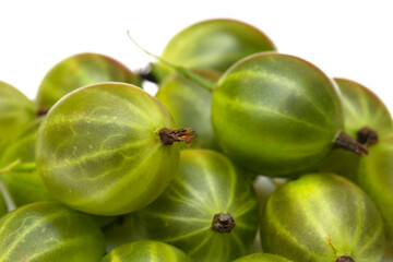 Gooseberry berries close-up on a white background.