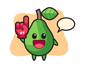 Avocado illustration cartoon with number 1 fans glove