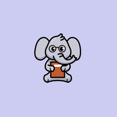 Nerd elephant cute mascot design