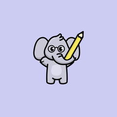Nerd elephant cute mascot design