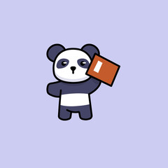 Cute panda nerd student mascot design