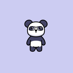 Cute panda nerd student mascot design