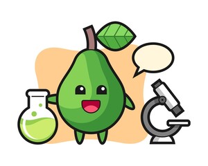 Mascot character of avocado as a scientist