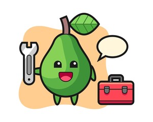 Mascot cartoon of avocado as a mechanic