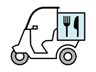 Food delivery bike vector icon フードデリバリーのバイクアイコン