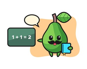 Illustration of avocado character as a teacher