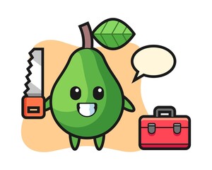Illustration of avocado character as a woodworker