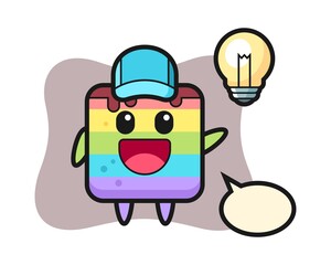 Rainbow cake character cartoon getting the idea