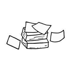 pile of paper isolated on white background. paper icon. paper heap vector illustration. office stationery. hand drawn vector. doodle art for logo, label, sticker, clipart, cover, poster, banner. 