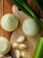 신선한 유기농 채소 버섯, 애호박, 마늘, 파
