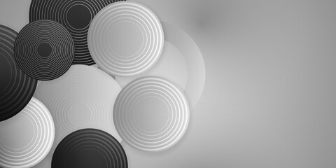 3D white black cirlce background. vector background. Black and white abstract circle background