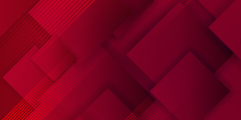 Obraz premium Red abstract futuristic background with square shape background and stripes. Square shapes composition geometric abstract background. 3D shadow effects and fluid gradients. Modern overlapping forms
