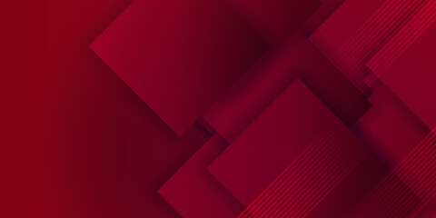 Red abstract futuristic background with square shape background and stripes. Square shapes composition geometric abstract background. 3D shadow effects and fluid gradients. Modern overlapping forms