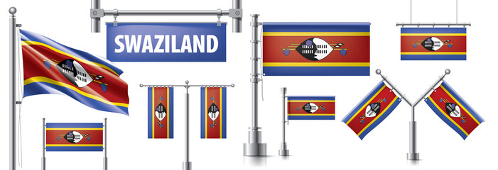 Vector set of the national flag of Swaziland in various creative designs