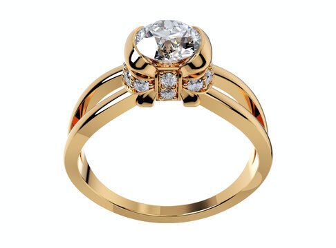 Diamond Engagement Ring 3D Rendering-RPSV003