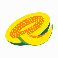Melon with wedge vector. Isolated element in a flat style on a white background.