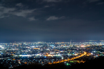 Fototapeta na wymiar 静岡県焼津市と藤枝市の夜景 