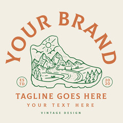 vintage line art outdoor badge design