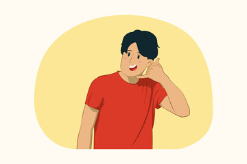 Young man doing phone gesture concept
