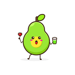 Avocado drink cute character illustration