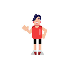 Flat character say hello illustration