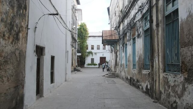 Stone Town, Narrow, Dirty Streets with Poor Africans, Zanzibar, Africa