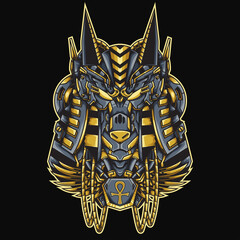 The Anubis Mecha head Illustration perfect for t-shirt design, merchandise, poster, sticker, etc