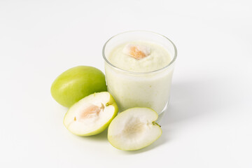 Healthy drink milk jujube smoothie on white background