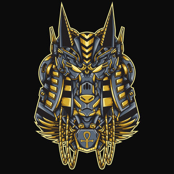 The Anubis Mecha head Illustration perfect for t-shirt design, merchandise, poster, sticker, etc