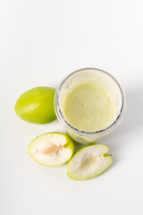 Healthy drink milk jujube smoothie on white background