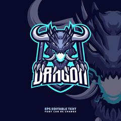 Horn Dragon Mascot logo Template