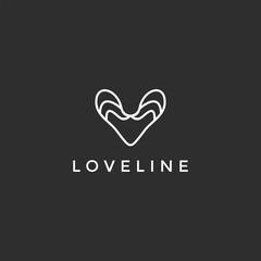  line drawing of love sign hearts embrace minimalism design on black background