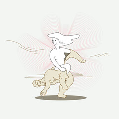 Woman takes off old skin to show her inner, new, better self. Metaphor concept for life transformation, leaving old habit, becoming better.