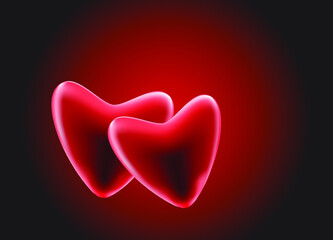 Red heart design vector illustration on red background.