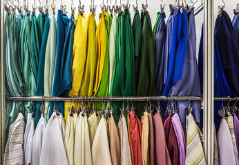 fabrics made of different materials, shades and colors