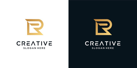 Luxury letter R logo design template