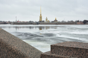 Melting ice on the Neva River.