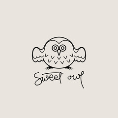 Naklejka premium Sweet outline logo. Doodel isolated emblem design. Kids education symbol