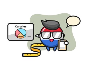 Illustration of netherlands flag badge mascot as a dietitian