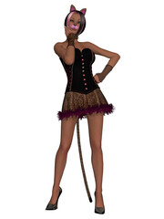 3d illustration of an sexy woman with a cat outfit