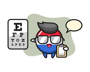 Illustration of netherlands flag badge mascot as a ophthalmology